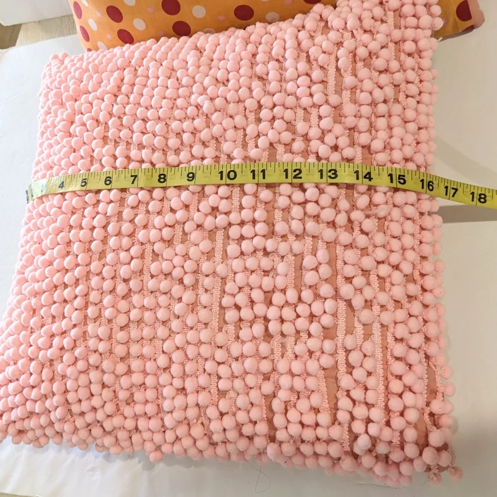 JCPenny Home Collection Throw Pillows Pink Red Pom Pom Polka-a-dot